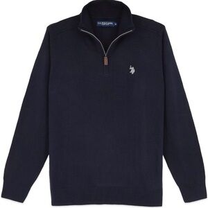 U.S. Polo Assn. Boys Navy Blue Quarter Zip Sweater large preppy classic casual